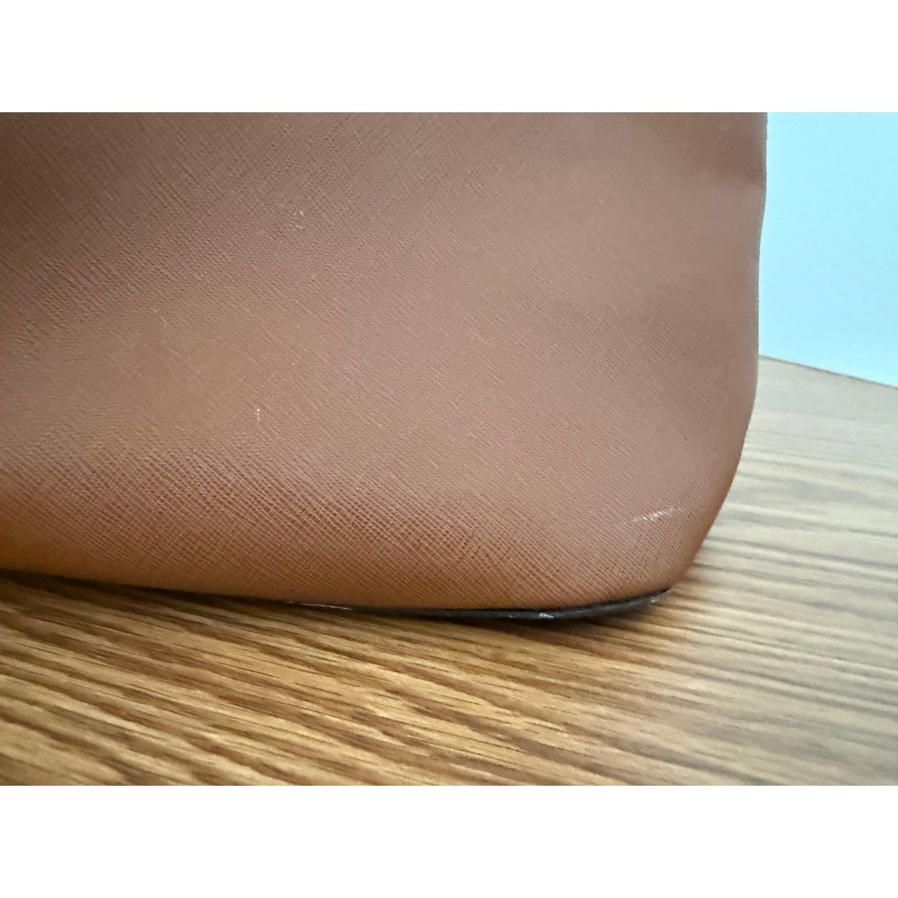Michael Kors Charlotte Large Saffiano Leather Tote Luggage Brown Gold Hardware - Picture 11 of 13